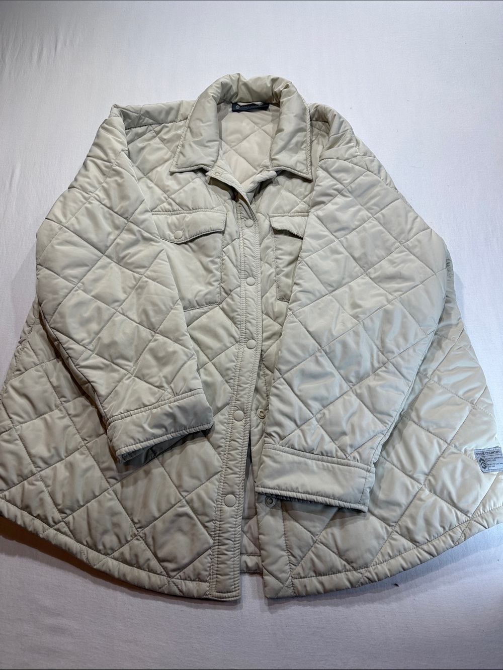 Free Country Quilted Cream Puffer Shirt-Jacket
